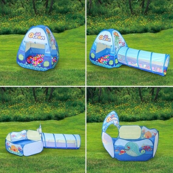 Play Tent, Crawl Tunnel & Ball Pit with Basketball