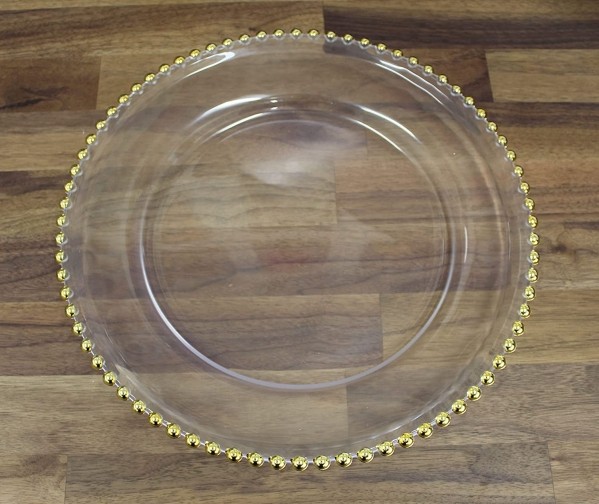 Gold Bead Glass Chargers - Set of 4